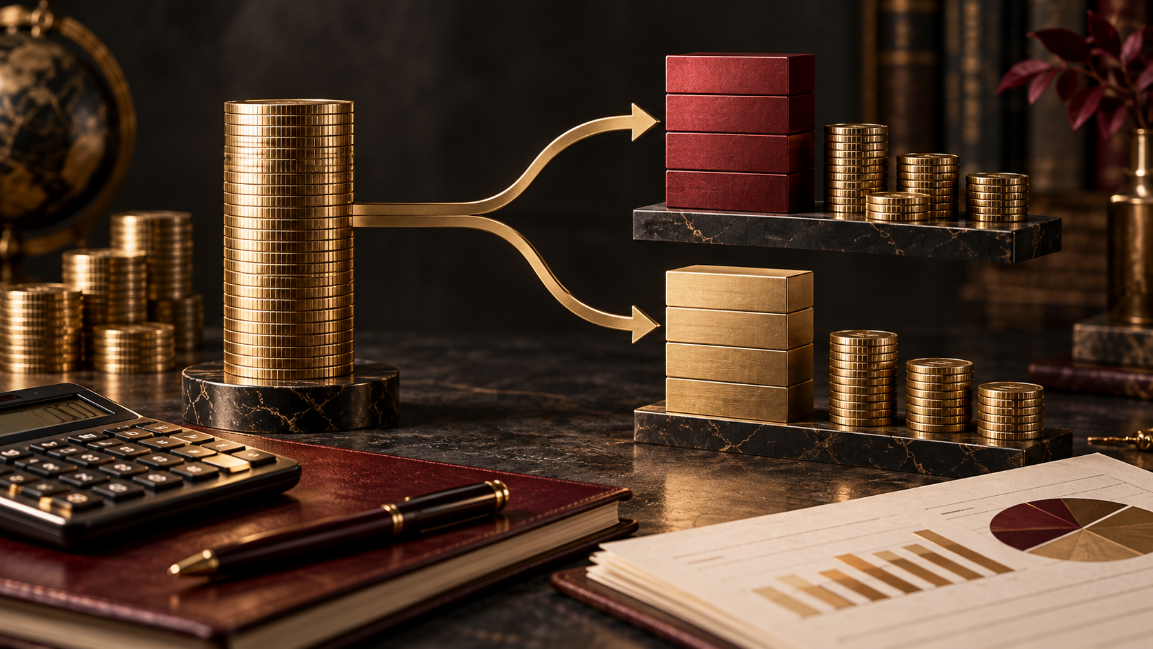 Contribution margin illustrated with sales divided between variable costs and remaining contribution